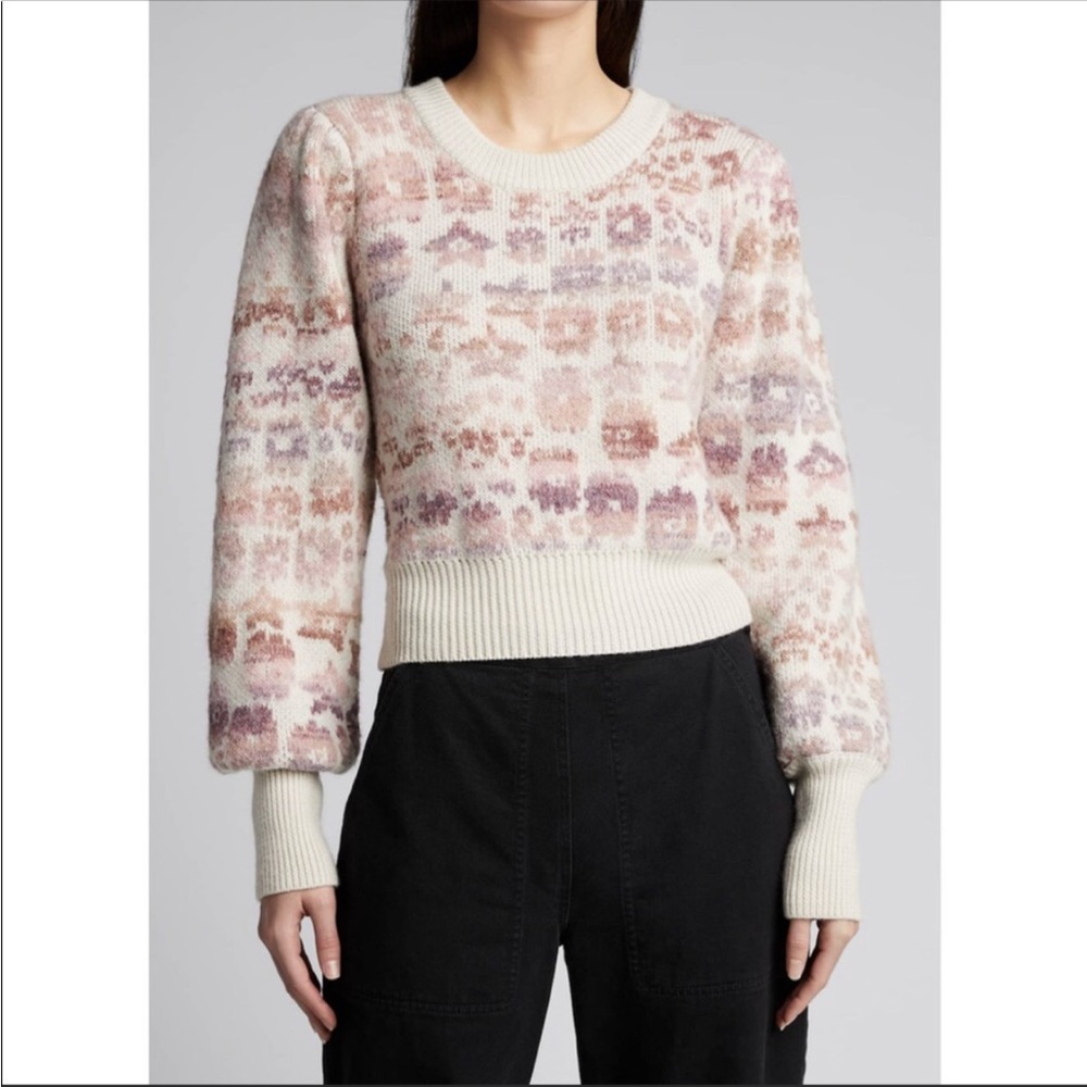 NWT LoveShackFancy Heirloom Jacquard Kirsten Wool & Alpaca-Blend Pullover